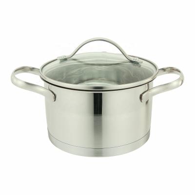 China Sustainable Lid Stainless Steel Kitchenware Glass Casserole Soup Pot Cooking Pot Cookware for sale