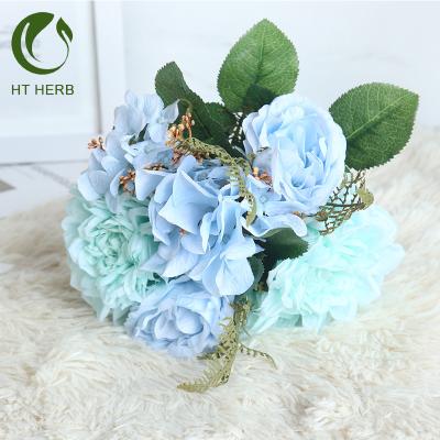 China Plastic Decorative Flower Night Rose Plastic Flower Hydrangea Bouquet Decoration Flower For Wedding for sale