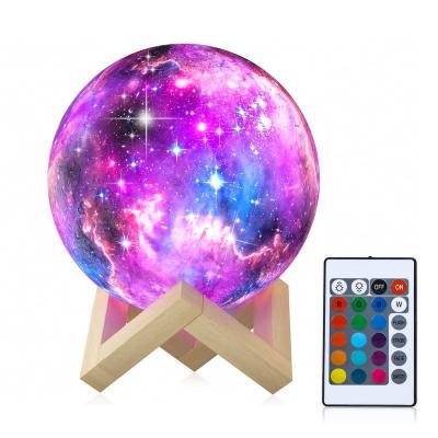 China Modern 3D Moon Lamp 16 Colors Gradient Kids Night Light 15cm LED AAA Battery Moon and Star Lights Customized Moon Lamp for sale