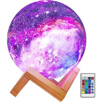 China 20cm Modern LED Moon Lamp 16 Colors 3D Printing Night Starry Sky USB Rechargeable Kids Moon Light with Touch and Slap and Remote for sale