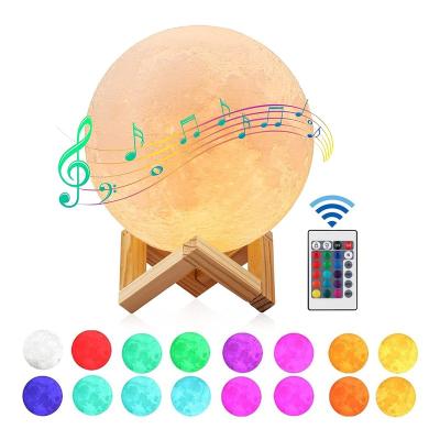 China Blue LED Tooth Light New Products LED Moon Lamp Tooth Speaker Night Light Colorful Blue Portable Wireless Moon Speaker for sale