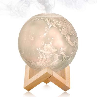 China Car New Arrival Moon Lamp Humidifier 250Ml To 800Ml Led Light Humidifier Aromatherapy Diffuser With Wooden Base Mini Air Humidifier for sale