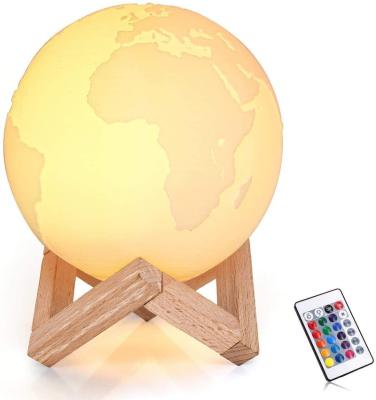 China Modern Amazon Colorful 3D Printing Earth Lamp, Rotomolded PVA Lunar Night Light For Decoration Lighting for sale