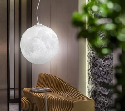 China 3D Print LED Contemporary Moon Gift Bar Cafe Dining Room Study Room Decoration Pendant Light Moon Lamp Chandeliers for sale