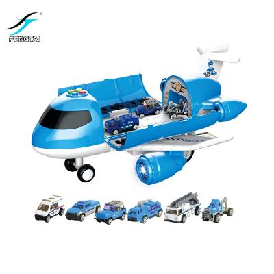 China Cartoon airplane model aircraft carrier can carry die-cast model car toy with sound and light en venta