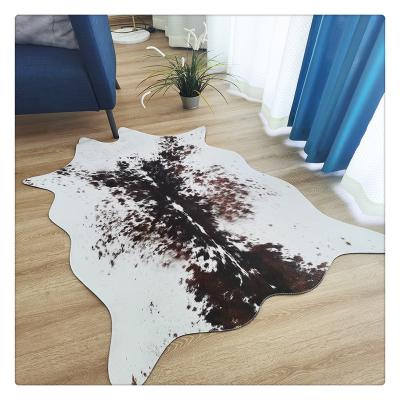 China Large Small Washable Faux Leather Area Rug Cow Print Rug for a Boho Western Decor Skin Free Animal Rug for sale