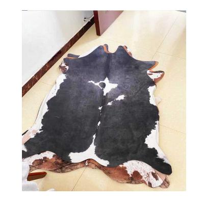 China Black And White Animal Skin Mat Carpet For Home Print Fur Decor Faux Cowhide Washable Western Skin Blanket for sale