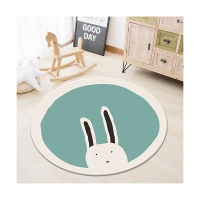 China Stain Resistant Factory Direct Round Shape Kid's Play Mats Velvet Printed Floor Mats for sale