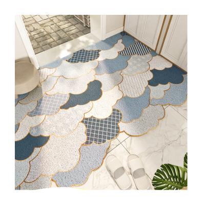 China Modern Design Noodle PVC Loop Washable Coil Printed Door Mat for sale