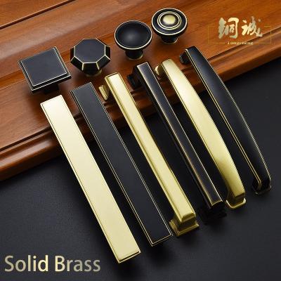 China Furniture decoration minimalist pure copper square haeware accessories square straight handles for sale