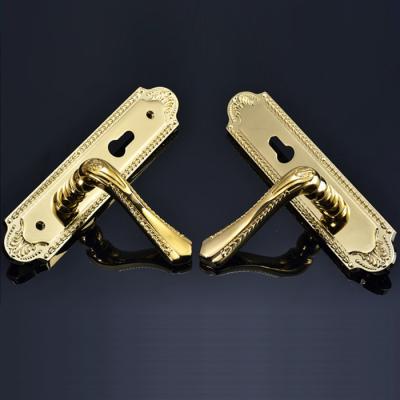 China American Hotel Entrance Silence Door Lever Brass Plated Door Lock Handles for sale