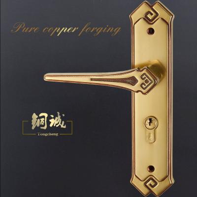 China Coper Brass European Entry Forgin Cylinder Door Handle Solid Brass Main Door Lock With Lock Body for sale