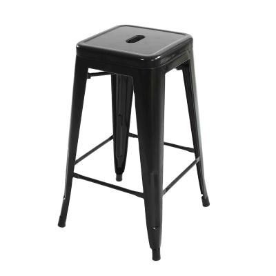 China Modern Antique Style Design Stackable Bar Stool Metal Iron Stool With Timber Timber Top For Bar And Restaurant for sale