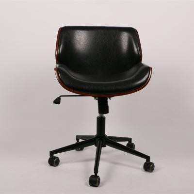 China Concise Adjustable Armless Leather Swivel Office Design Wood Chair (Height) Adjustable Chair for sale