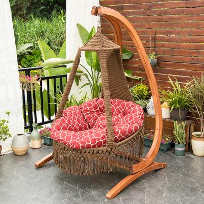 China Contemporary 2022 New Products Waterproof Swing Chair 2 Seats Outdoor Hanging Solid Wood Patio Swings for sale