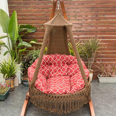 China Modern Wholesale Outdoor Furniture Waterproof 2 Seats Backyard Swing Chair Garden Swing Solid Wood Hanging Patio Swing for sale