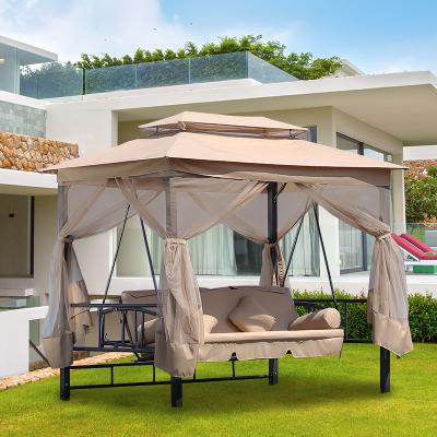 China Popular Strong Swing Seat Steel Frame Swing Chair Garden Relax Outdoor Swing 3 Chairs Furniture Bed With Canopy for sale