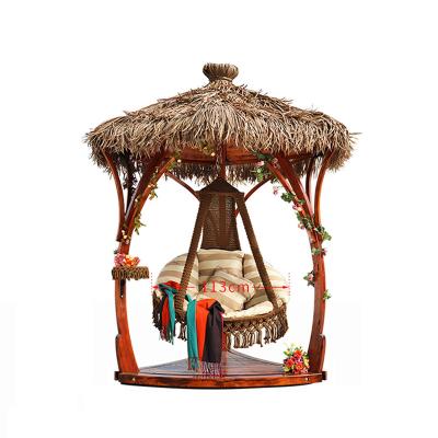 China Traditional Wooden Furniture Resort Waterproof Solid Wood Backyard Hanging Patio Outdoor Garden Swing Hanging Chair for sale