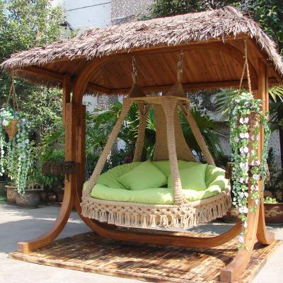 China Luxury Modern Solid Wood Swing Chair Furniture Outdoor Hammock Suspension Wooden Indoor Swing for sale