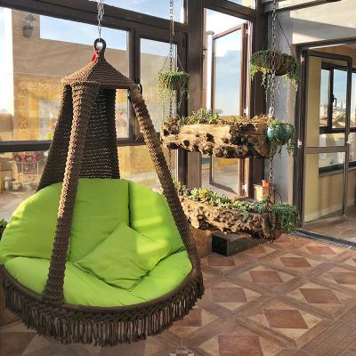 China Modern Outdoor Furniture Camping Chair Rope Swing Woven Solid Wood Woven Chair For Bedroom for sale