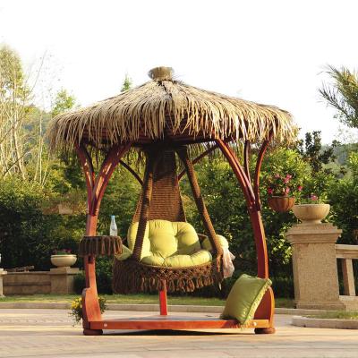 China Modern Outdoor Hammock Bedroom Furniture Rattan Patio Swing Solid Wood Freestanding Swing for sale