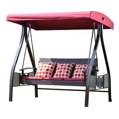 China Modern goods in common cheap garden furniture with cover swing 2 seats metal rattan swing chair outdoor furniture for sale