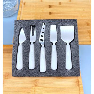 China 5 Pcs Butter Pizza Fork Cutter Sustainable Gold Tropical Steel Box Set Grip Cheese Knife for sale