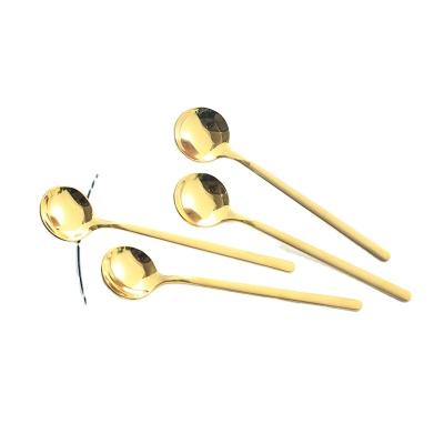 China Stocked Teaspoon Kitchen Dessert Spoon Dining Home Mini Round Shape Coffee Stainless Steel Accessories for sale