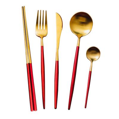 China Factory Price Stocked Modern Style Stainless Steel Matte Cutlery Set For Weeding Party Gift for sale