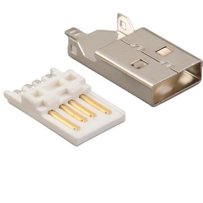 China Data Transfer Connector, USB A Plug, Style 2.0 Molding White for sale