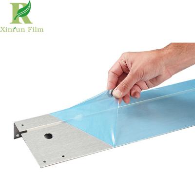 China 0.03-0.2mm Clear Blue Self Adhesive Protective Plastic Film for Metal for sale