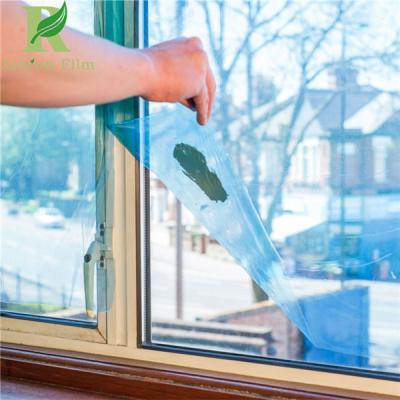 China 0.025-0.20mm Blue Clear Adhesive Window Protective Masking Film for sale