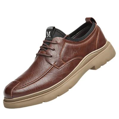 China Italian waterproof stylish men shoes wholesale leather casual shoes soft and comfortable men leather upgrowing shoes for sale