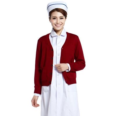 China Hospital-specific Sweater Anti-Wrinkle Cardigan QUICK DRY wool nurse cardigan for nurses Mercerized upgrowing for sale