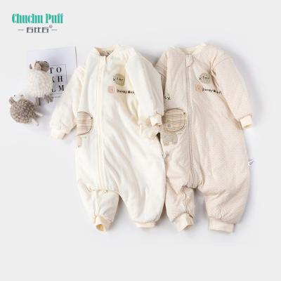 China Antibacterial High Quality Organic Cotton 100% ChuchuPuff Long Sleeves Baby Sleeping Bag With Legs Separated for sale