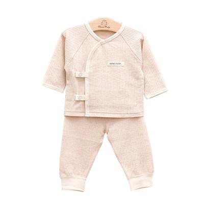 China Stripe Antibacterial Organic Cotton Jacquard Newborn Baby Clothing Set for sale