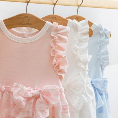 China Anti-Static Wholesale Hot Sale Summer Cute 100% Cotton Newborn Babies Dress With Ruffle for sale