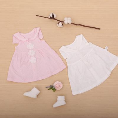 China 100% Newborn Baby Cotton Summer Turtle Flower Sleeveless Anti-Static Breathable Neck Dress With Snaps for sale