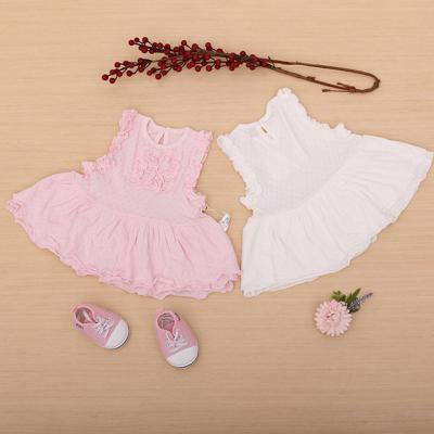 China Anti-Static Breathable Pretty Petal Sleeve Double Layered 100% Cotton Summer Dress For Kids for sale