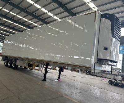 China 3 Axles Van Refrigerated Semi-Trailer Steel Box for Cargo Transport Refrigeration for sale