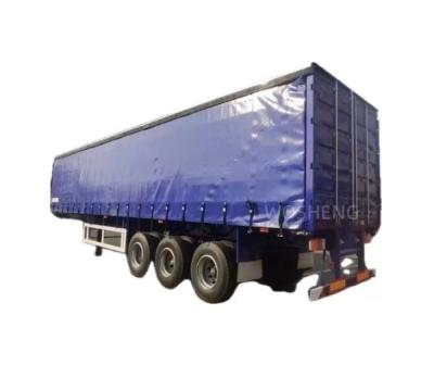 China WABCO-ABS Frenado Equipado con 3 Ejes 40ft 45ft Blue Curtain Side Semi Trailer por Wosheng en venta