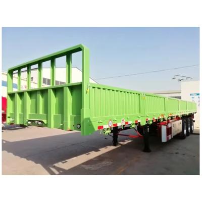 China Semi-Trailer 3 Axle 40ton 60 ton Drop Side Wall Sidewall Cargo Transport Truck Trailer for sale