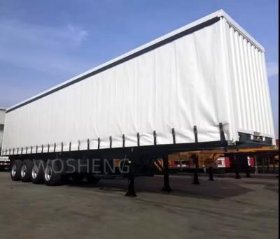 China 3 Axles 40ft 45ft White Curtain Side Sliding Truck Semi Trailer for Truck Trailer for sale