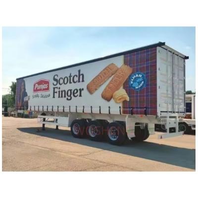 China Tri-axle 40ft 45ft Curtain Side Tarpaulin Fabric Semi Trailer for Drinks and Vegetables for sale