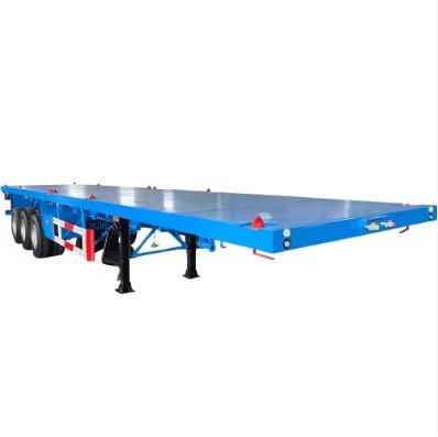 China Semi-Trailer 3 Axles 4 Axles Flat Deck Container Steel Truck Trailer Flat Bed Semi Trailer for sale