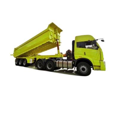 China Truck Trailer WS Aluminium Tri-axle Hydraulic Grain Rear Dump Tipper Semi Trucks Trailer for sale