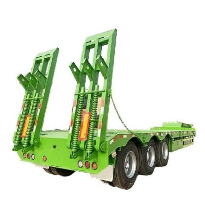 China 80T Heavy Duty Gooseneck Hydraulic Ramp Low Bed Semi-Trailer for Low Boy Truck Steel for sale