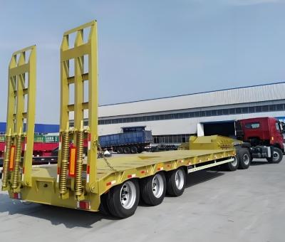 China Second Hand Heavy 3-5 Axles Gooseneck Low Bed Semi Trailer Low Loader Truck Trailer for sale