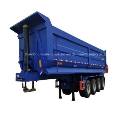 China Zware vracht 50-80 ton 3/4/5 assen Hydraulische kant kanteling aanhangwagen Achterste dump truck aanhangwagen Te koop