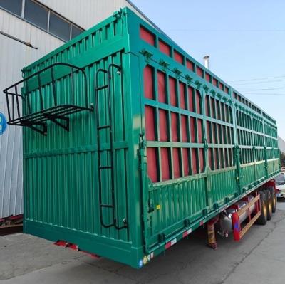 China 3 Axles Grid Trailer for Vegetable Bulk Cargo Transport Animal Carrier Semi-Trailer for sale